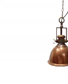 Luxusní designové závěsné lampy Estila Industriální závěsná lampa Manilla v měděné barvě z kovu 45cm