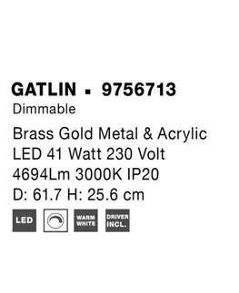Designová stropní svítidla NOVA LUCE stropní svítidlo GATLIN mosazný zlatý kov a akryl LED 41W 230V 3000K IP20 stmívatelné 9756713