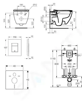 Záchody GROHE Uniset Set předstěnové instalace, klozetu a sedátka Ideal Standard Tesi, tlačítka Skate Cosmopolitan, chrom 38643SET-KE