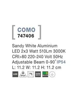 LED venkovní nástěnná svítidla NOVA LUCE venkovní nástěnné svítidlo COMO bílý hliník LED 2x3W 3000K 220-240V nastavitelný úhel 0-90st. IP54 747406