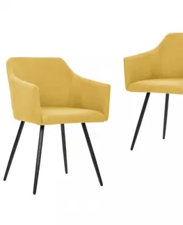 Židle Jídelní židle 2 ks látka / kov Dekorhome Žlutá