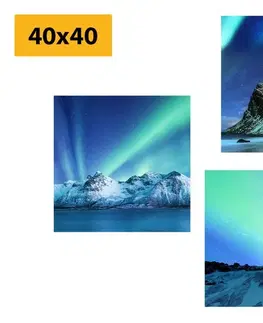 Sestavy obrazů Set obrazů krása polární záře