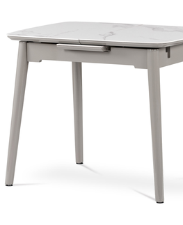 Jídelní stoly Jídelní stůl MEDININ typ 2, bílý mramor/šedý vysoký lesk