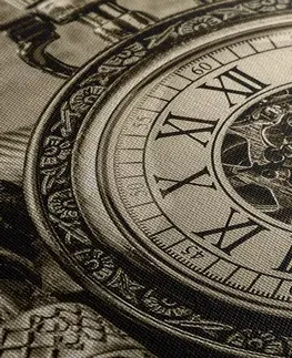 Černobílé obrazy Obraz hodinky z minulosti v sépiové provedení