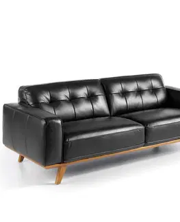 Luxusní a designové sedačky Estila Luxusní moderní trojsedačka Vita Naturale černá z pravé kůže 181cm