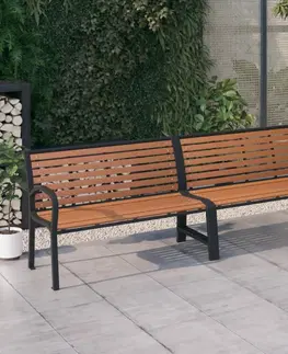 Zahradní lavice Dvojitá zahradní lavička WPC / kov Dekorhome Hnědá