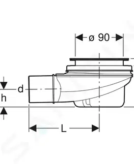 Sprchové vaničky GEBERIT Příslušenství Sprchová odpadní souprava pro vaničku, odtok 90 mm, výška vodního uzávěru 50 mm 150.550.00.1