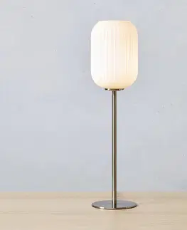 Stolní lampy Markslöjd Stolní lampa Cava, žebrované stínidlo opálové sklo