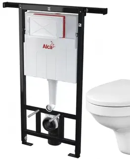 WC sedátka ALCADRAIN Jádromodul předstěnový instalační systém bez tlačítka + WC CERSANIT DELFI + SEDÁTKO AM102/1120 X DE1