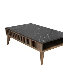 Konferenční stolky Hanah Home Konferenční stolek Milan 105 cm hnědý/černý mramor