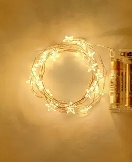 LED osvětlení na baterie DecoLED LED světelný řetěz na baterie - hvězdičky, teple bílá, 40 diod, 3,4 m