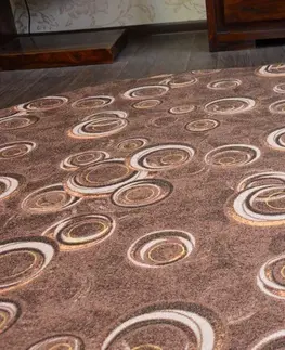 Koberce a koberečky Dywany Lusczow Kulatý koberec DROPS Bubbles hnědý, velikost kruh 133