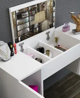 Toaletní stolky Kalune Design Toaletní stolek MERCAN 100 cm bílý