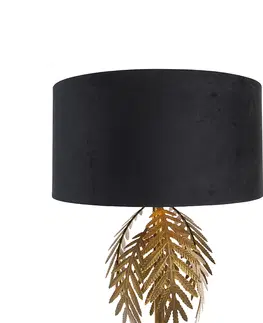 Stojaci lampy Vintage stojací lampa zlatá s odstínem černého sametu 50 cm - Botanica