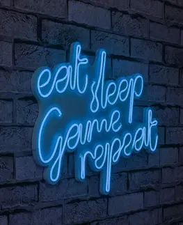 Nástěnné dekorace Nástěnná dekorace s led osvětlením EAT SLEEP modrá
