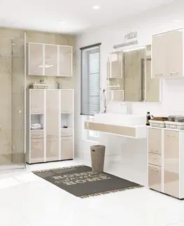 Koupelnový nábytek Ak furniture Koupelnová skříňka Fin 30 cm bílá/cappuccino lesk