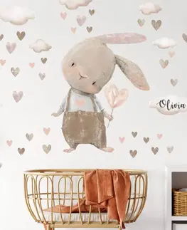 Samolepky na zeď Dětská nálepka na zeď - Hnědý zajíček pro miminka