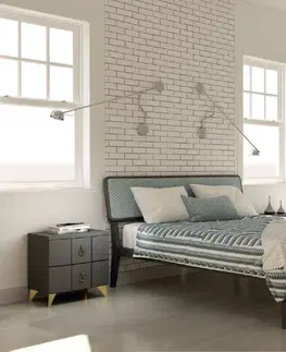 Luxusní a stylové postele Estila Moderní masivní postel Beliasso v tmavě šedé barvě s čalouněným podlouhlým čelem s oblými hranami 160x200cm