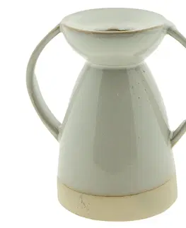Svícny Béžový porcelánový svícen na úzkou svíčku Chrie - 9*7*9 cm Clayre & Eef 6CE1523