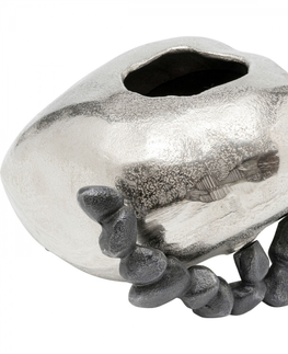 Dekorativní předměty KARE Design Hliníková váza Art Stones - stříbrná, 21cm