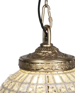 Zavesna svitidla Art Deco závěsná lampa krystal se zlatem 35 cm - Kasbah