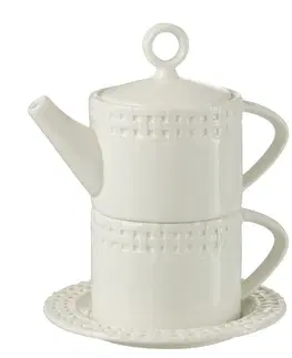 Džbány Bílý keramický Tea for One Hella White - 18*16*22 cm J-Line by Jolipa 34643