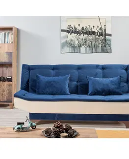 Pohovky a gauče Pohovka s lůžkem KELEBEK trojmístná modrá krémová