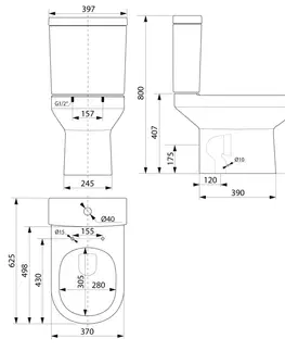 Záchody AQUALINE VERMET WC kombi mísa, spodní/zadní odpad, bílá VR038