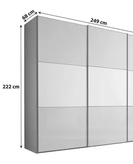 Šatní skříně s posuvnými dvěřmi Skříň Includo Glas Sklo Bílé/šedé,š.cca 249cm
