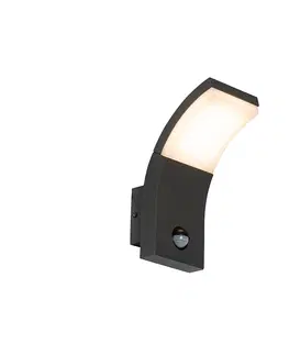 Venkovni nastenne svetlo Venkovní nástěnné svítidlo šedé včetně LED IP54 s pohybovým senzorem - Litt