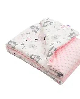 Dětské deky New Baby Dětská deka z Minky Medvídci růžová, 80 x 102 cm