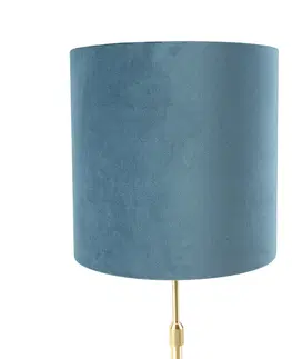 Stolni lampy Stolní lampa zlatá / mosazná s velurovým odstínem modré 25 cm - Parte