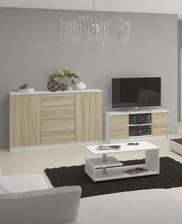 Komody Ak furniture Komoda Tove K 160,4 cm bílá/dub sonoma