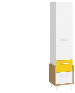 Šatní skříně Skříňka LEPON 45W, dub artisan/bílá/žlutá, 5 let záruka