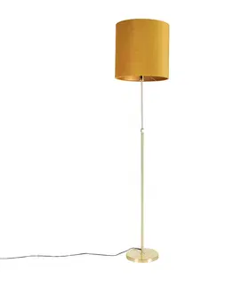 Stojaci lampy Stojací lampa zlatá / mosaz se sametovým odstínem žlutá 40/40 cm - Parte