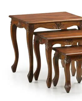Designové a luxusní konferenční stolky Estila Luxusní sada tří rustikálních konferenčních stolků M-Vintage z masivního dřeva