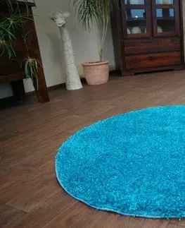 Koberce a koberečky Dywany Lusczow Kulatý koberec SHAGGY Hiza 5cm tyrkysový, velikost kruh 133