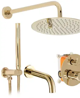Sprchy a sprchové panely REA Podomítkový vanový a sprchový set Lungo zlatý + box REA-P4125