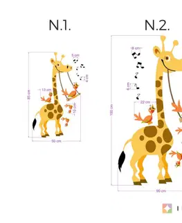 Samolepky na zeď Dětské samolepky na zeď - Žirafa s houpačkou