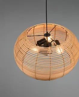 Závěsná světla Trio Lighting Závěsné svítidlo Inga s ratanovým stínidlem Ø 50 cm