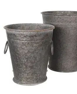 Květináče a truhlíky 2ks dekorační plechové kbelíky - Ø 37*42 / 32*35 cm Clayre & Eef 6Y3738