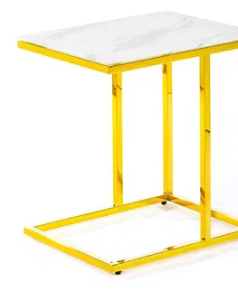 Stolky do obývacího pokoje DekorStyle Odkládací stolek Lurus 40 cm zlatý/bílý mramor