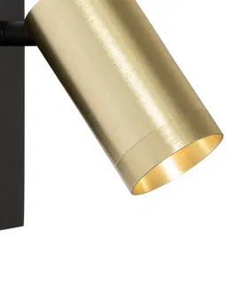 Nastenna svitidla Nástěnné svítidlo černé se zlatým nastavitelným vypínačem - Jeana Luxe