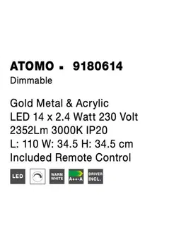 Designová závěsná svítidla NOVA LUCE závěsné svítidlo ATOMO zlatý kov a akryl LED 14 x 2.4W 230V 3000K IP20 vč. dálkového ovládání stmívatelné 9180614