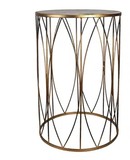 Konferenční stolky Zlatý kovový odkládací stolek Tree of Life - Ø 40*60 cm Clayre & Eef 50546