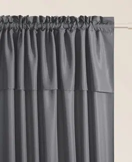 Jednobarevné hotové závěsy Tmavě šedý závěs MIA na stuhu 140 x 280 cm