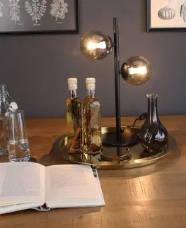 Stolní lampy Eco-Light Stolní lampa Neptun černá s 2 skleněnými koulemi