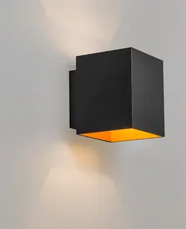 Nastenna svitidla Designové nástěnné svítidlo černo-zlaté čtvercové - Sola