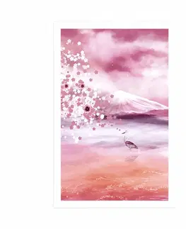 Zvířata Plakát volavka v růžovém provedení