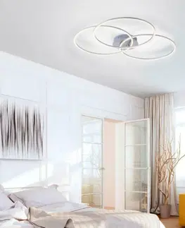 Designová stropní svítidla LEUCHTEN DIREKT is JUST LIGHT LED stropní svítidlo v barvě oceli s třemi světelnými kruhy a funkcí stmívání SimplyDim 2700K